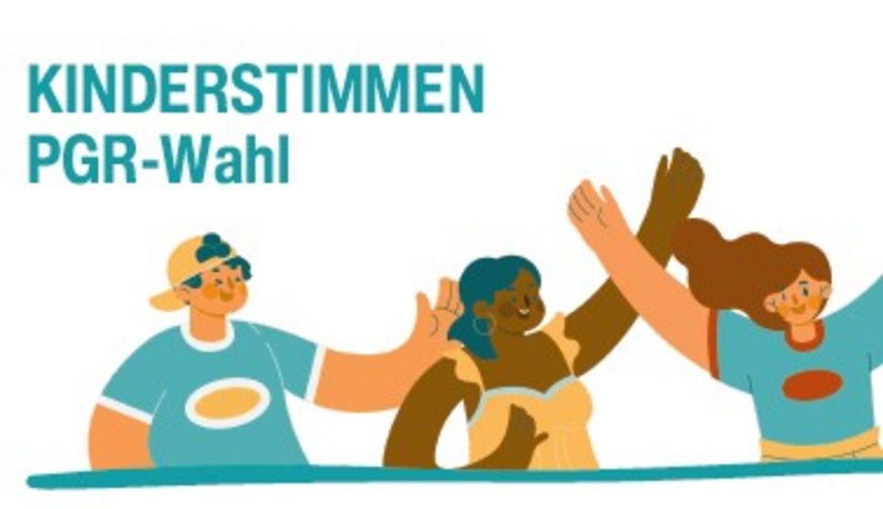 Gezeichnete Kinder heben ihre Hände